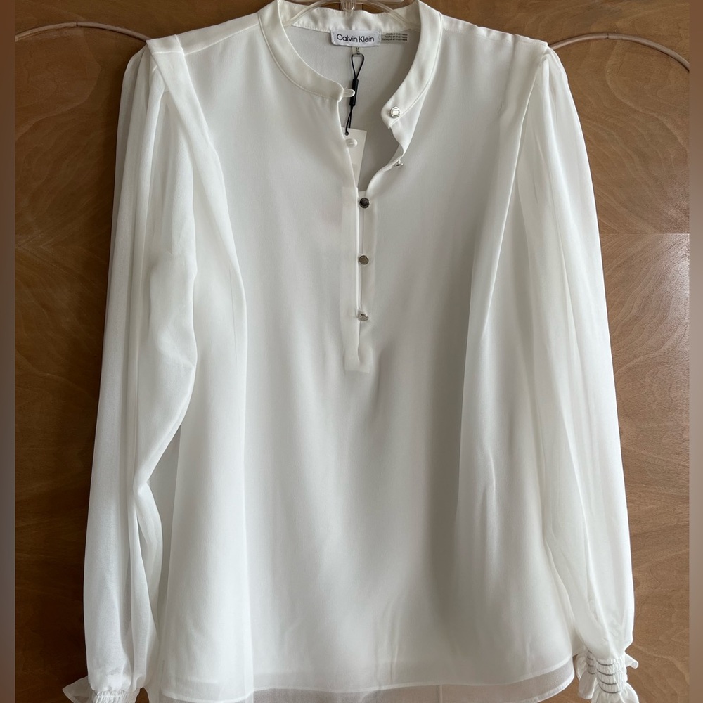 Calvin Klein NEW M white long sleeve blouse